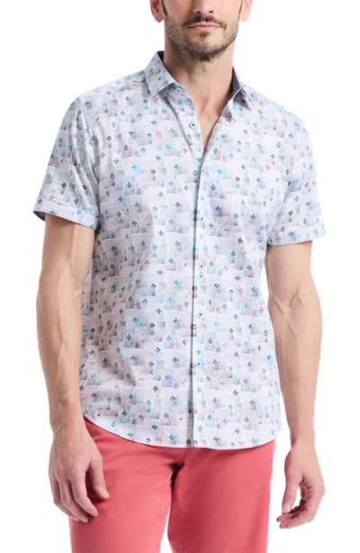 Robert Graham Embarcadero Short Sleeve Stretch Cotton Button-up Shirt In Multi