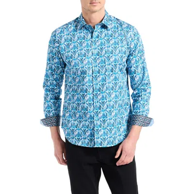 Robert Graham Enzo Geometric Print Button Up Shirt In Blue