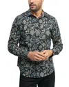 Robert Graham Evans Cotton Stretch Satin Printed Classic Fit Button Down Shirt In Black