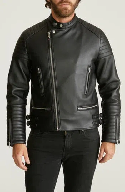 Robert Graham Faux Leather Moto Jacket In Black
