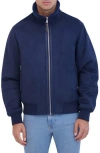 Robert Graham Faux Suede Bomber Jacket In Navy