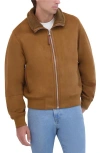 Robert Graham Men's Faux Suede Bomber With Sherpa Stand Collar In Tan