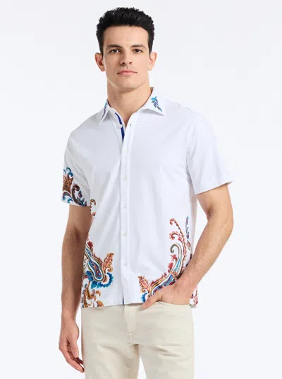 Robert Graham Ficano Short Sleeve Button Down Shirt In White