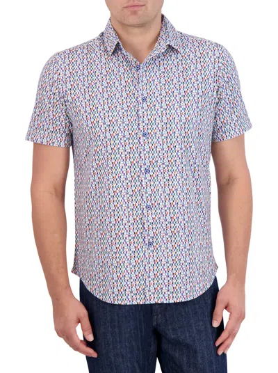 Robert Graham Men's Flamenco Geometric-print Short-sleeve Shirt In Blue