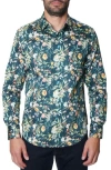 Robert Graham Floral Green Print Cotton Button-up Shirt In Multi