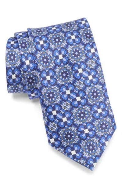 Robert Graham Floral Medallion Silk Tie In Blue