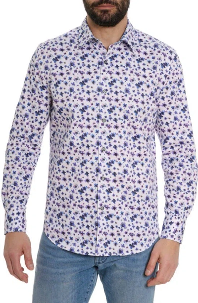 Robert Graham Floral Print Long Sleeve Shirt In White Multi