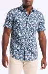 Robert Graham Floral Print Short Sleeve Cotton Button-up Shirt