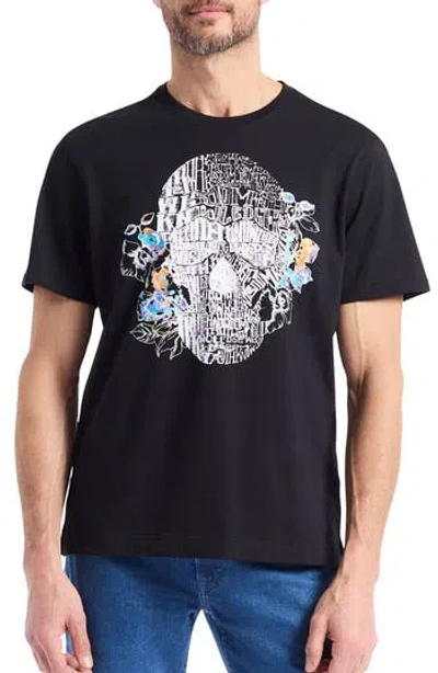 Robert Graham Floral Skull Graphic T-shirt In Blue