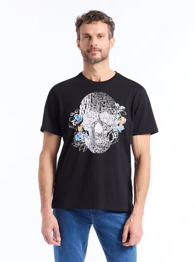 Robert Graham Floral Skull Short Sleeve T-shirt In Black
