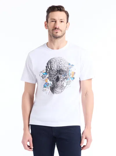 Robert Graham Floral Skull Short Sleeve T-shirt In White