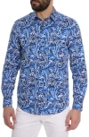Robert Graham Floral Checks Print Long Sleeve Shirt In Blue