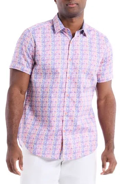 Robert Graham Formby Short Sleeve Cotton Button-up Shirt In Purple