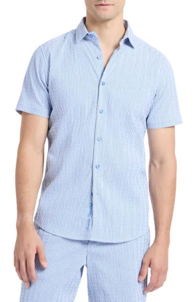 Robert Graham Fornillo Classic Fit Stripe Short Sleeve Button-up Shirt In Blue