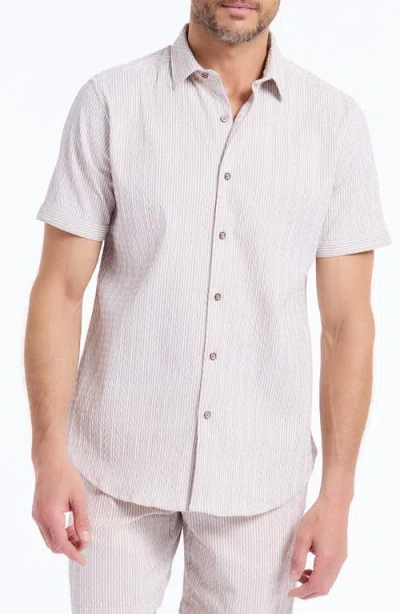 Robert Graham Fornillo Classic Fit Stripe Short Sleeve Button-up Shirt In Neutral