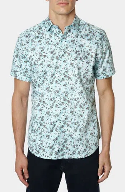 Robert Graham Friedman Floral Print Short Sleeve Button-up Shirt In Blue
