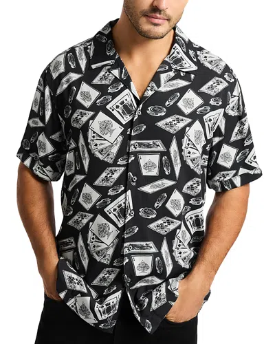 Robert Graham Full House Printed Short Sleeve Button Front Shirt In Black