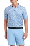 Robert Graham Galan Micro Geo Print Classic Fit Performance Polo Shirt In Blue