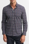 Robert Graham Vargas Trim Fit Abstract Floral Knit Button-up Shirt In Navy