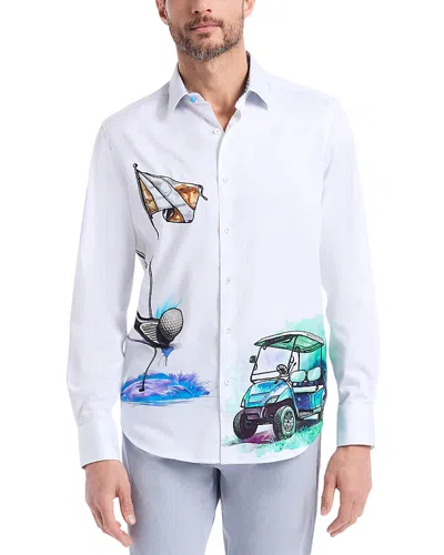 Robert Graham Genesis Golf Print Button-up Shirt In White