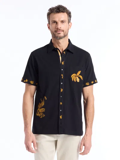 Robert Graham Golden Jungle Short Sleeve Button Down Shirt In Black