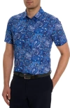 Robert Graham Golden Paisley Performance Golf Polo In Navy