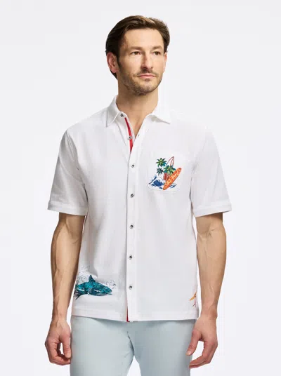 Robert Graham Good Surf Short Sleeve Button Down Shirt In White