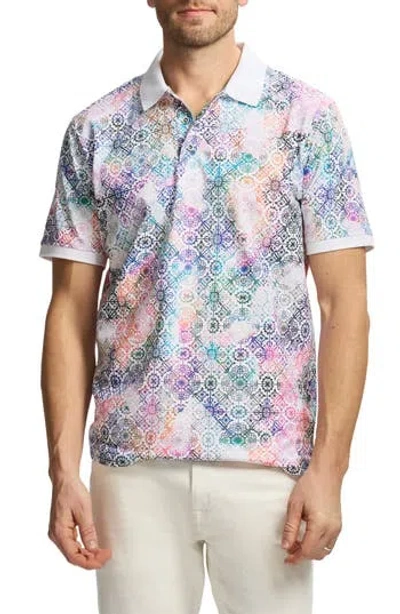 Robert Graham Gower Cotton Knit Polo In Neutral