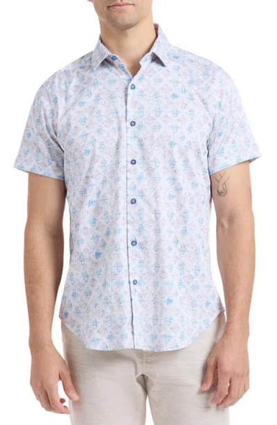 Robert Graham Greatorex Abstract Print Short Sleeve Button-up Shirt In Blue