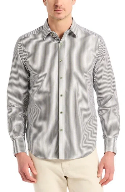 Robert Graham Greenwich Pinstripe Stretch Cotton Button-up Shirt In Gray