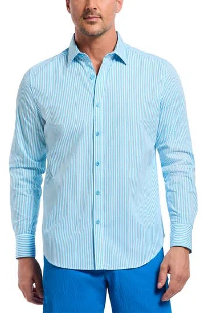 Robert Graham Greenwich Stripe Stretch Button-up Shirt In Blue