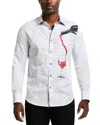 Robert Graham Grenashe Printed Long Sleeve Button Front Shirt In White