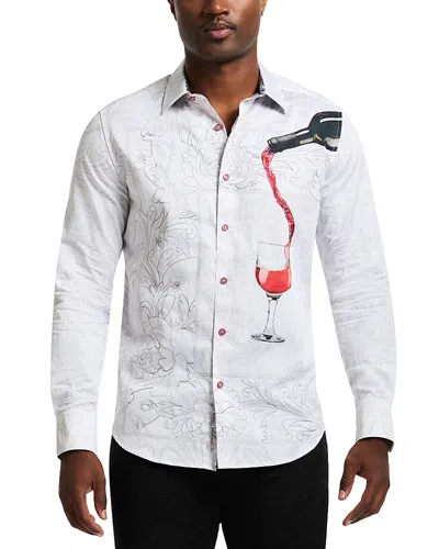 Robert Graham Grenashe Printed Long Sleeve Button Front Shirt In White