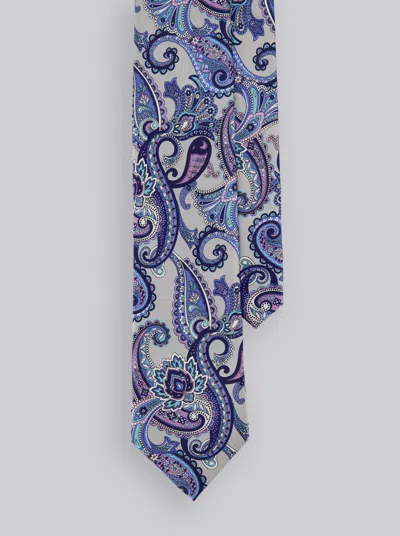 Robert Graham Grey Paisley Tie In Blue