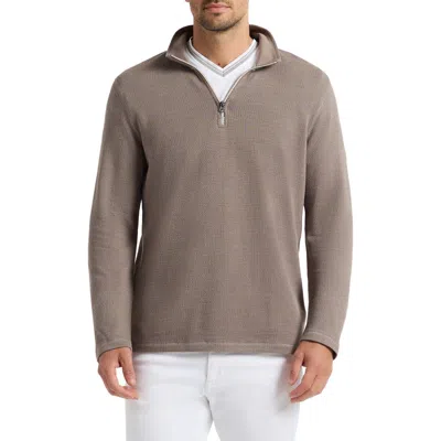 Robert Graham Griffin Cotton Blend Quarter Zip Pullover In Gray