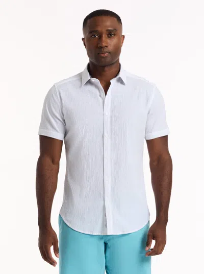 Robert Graham Reid Geo Textured Short Sleeve Cotton Button-up Shirt In White