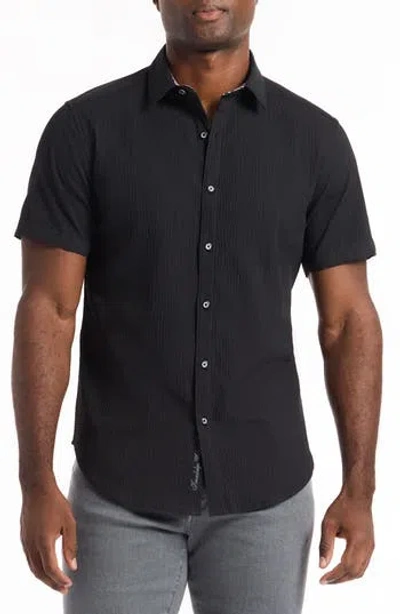 Robert Graham Harbor Short Sleeve Stretch Cotton Button-up Shirt In Black