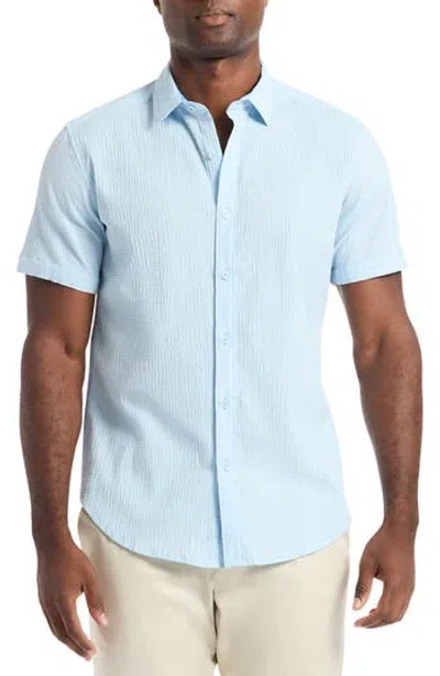 Robert Graham Harbor Short Sleeve Stretch Cotton Button-up Shirt In Blue