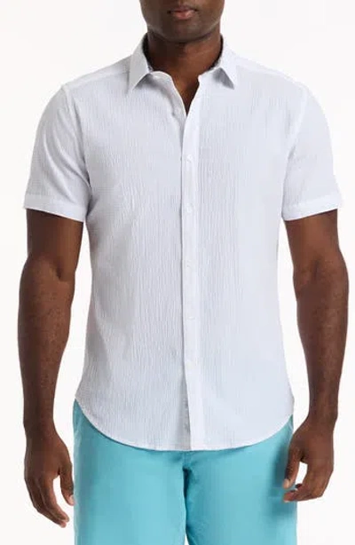 Robert Graham Harbor Short Sleeve Stretch Cotton Button-up Shirt In White