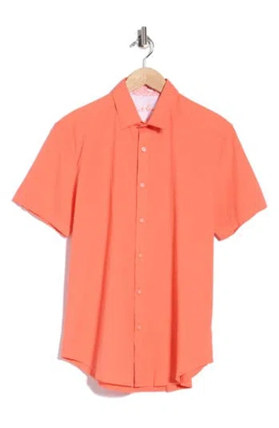 Robert Graham Harbor Short Sleeve Stretch Cotton Button-up Shirt In Orange
