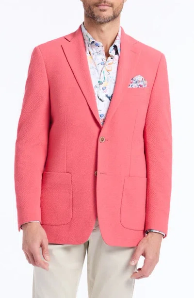 Robert Graham Harston Tailored Fit Coral Pink Seersucker Sport Coat