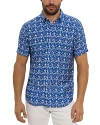 Robert Graham Men's Henrik Leaf Print Short-sleeve Shirt In Navy