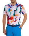 Robert Graham Hiatus Abstract Print Regular Fit Polo Shirt In White