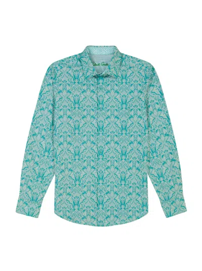 Robert Graham Highland 6 Long Sleeve Shirt In Turquoise