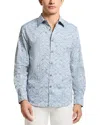 Robert Graham Highland Printed Long Sleeve Button Front Shirt In Slate Blue