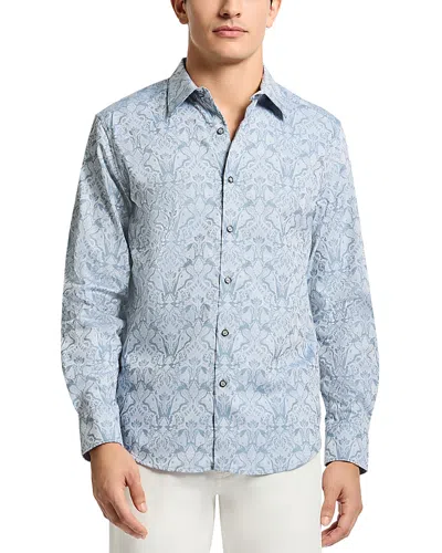 Robert Graham Highland Printed Long Sleeve Button Front Shirt In Slate Blue