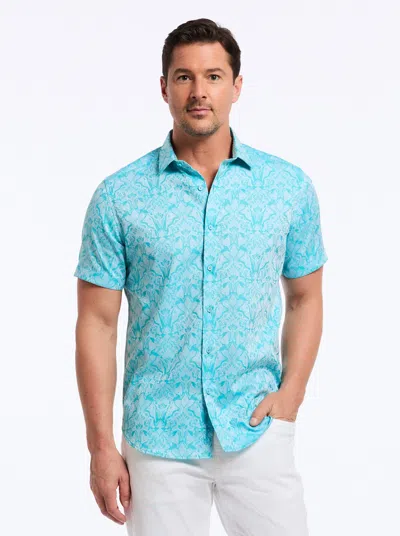 Robert Graham Highland Short Sleeve Button Down Shirt In Seafoam