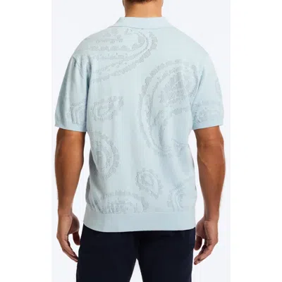 Robert Graham Holbrook Paisley Jacquard Short Sleeve Cotton Polo Sweater In Light Blue