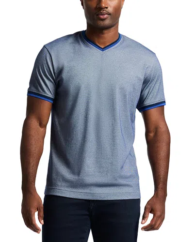 Robert Graham Holton Textured V Neck Tee In Navy