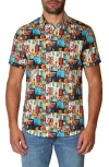 Robert Graham Ice Cubeist Short Sleeve Cotton Button-up Shirt In Blue Multi